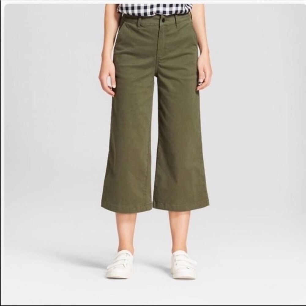 A New Day High Rise Wide Leg Olive Green Crop 2R